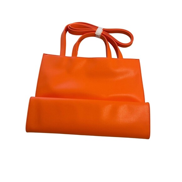 NWT- Telfar Orange Medium Shopping Tote Bag with Embossed Logo Design - Picture 2 of 7